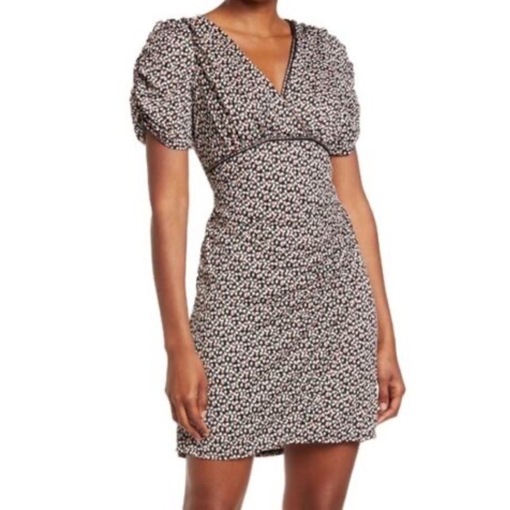 Max Studio Ruched Sleeve Surplice Jersey Dress